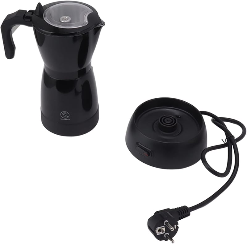 BuyWeek elektromos eszpresszó főző, 300ml, 6 csészés, fekete