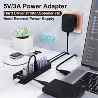 VEMONT 7 portos USB 3.0 hub aktív tápegységgel és intelligens töltőporttal 2