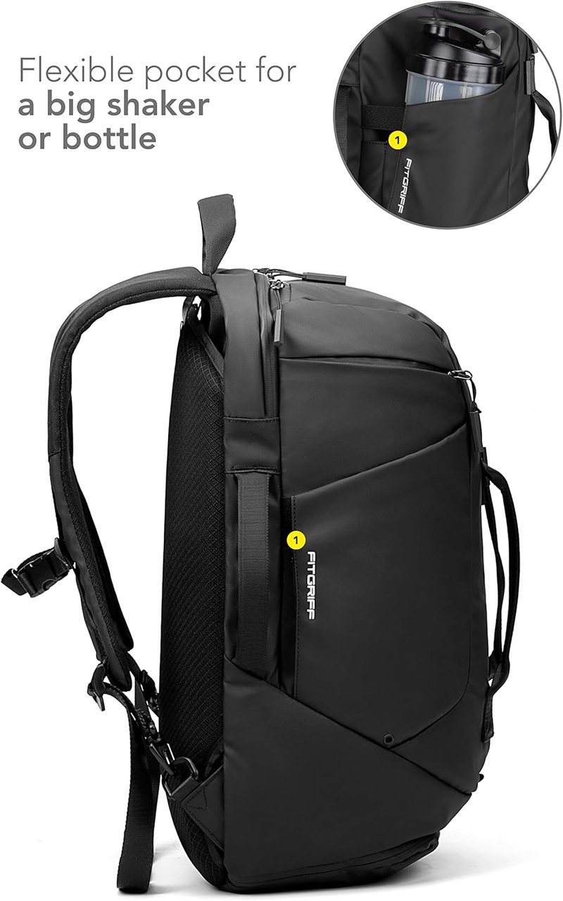 Fitgriff Fekete Sporttáska Rucksak Funkcióval - Cipő- és Laptoptartóval (25L)