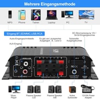 Sikkeby S-299 4.1 Bluetooth HiFi Erősítő, 40Wx4+50W RMS, 800W Max Teljesítmény, Passzív Mélynyomó Kimenet, USB/SD/AUX Csatlakozás, Otthoni H 3