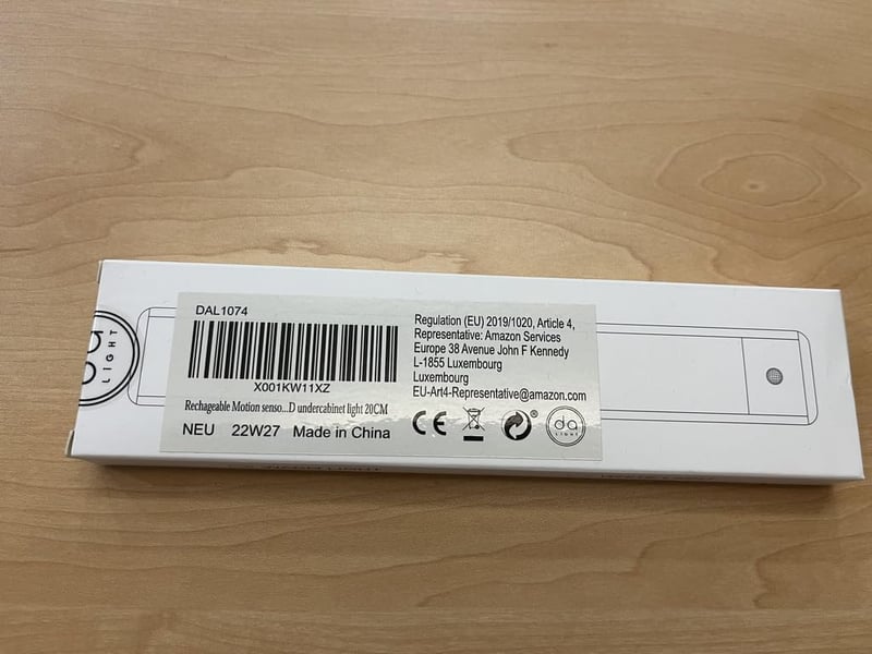 DA LIGHT USB-s mozgásérzékelős LED szekrényvilágítás, 20cm, 3000K meleg fehér, újratölthető
