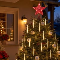 Čarolija božićnog drvca: 1x polistirenska kugla 20 cm + 1x meteor LED niz 50 cm + 1x crvena LED zvijezda 1