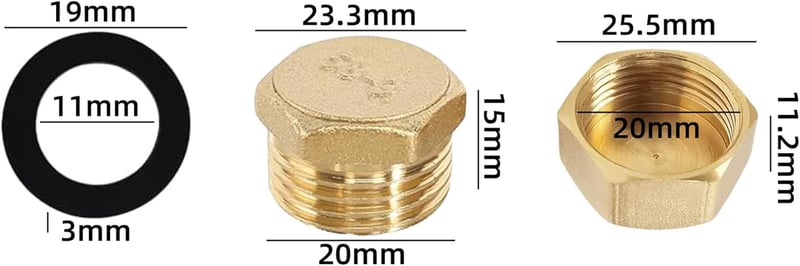 NIYATA 24 db-os 1/2 colos réz záródugó készlet, külső és belső menetes vízvezeték lezáró kupak tömítőgyűrűkkel kerti csőrendszerekhez