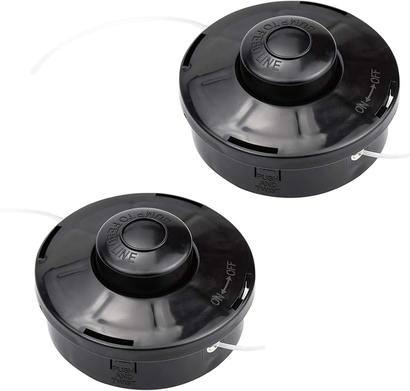Pack Univerzális Damilfej Szett - 2db M10x1.25 Menetes Fűkasza Fej Benzines Bozótvágóhoz, Fűnyíróhoz, Könnyű Cseréhez, 11,5x7,5cm