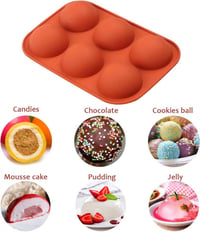 Tégla Piros Félkör Szilikon Sütőforma 6 Lyukkal - Puding, Csokoládé, Tortadísz 2