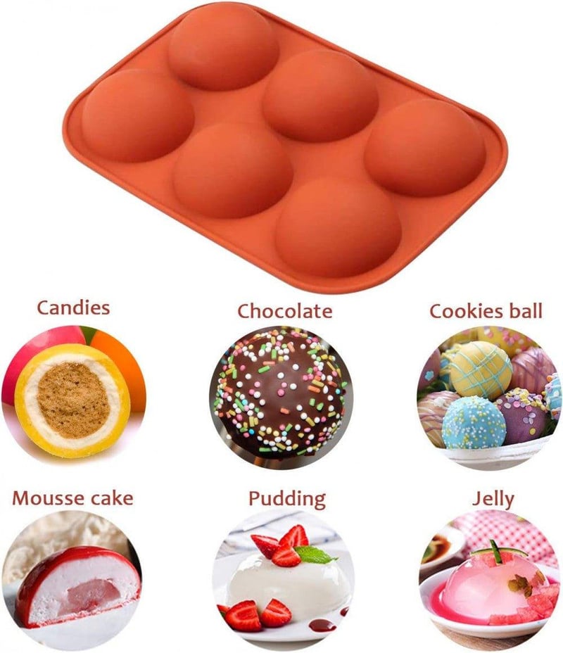 Tégla Piros Félkör Szilikon Sütőforma 6 Lyukkal - Puding, Csokoládé, Tortadísz