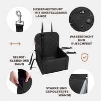 WUGLO Extra Stabil Autós Kutyaülés - Vízálló Kutya Szállító Kis és Közepes Kutyáknak - Megerősített Falak, 4 Rögzítőpánt, Biztonsági Öv - El 4