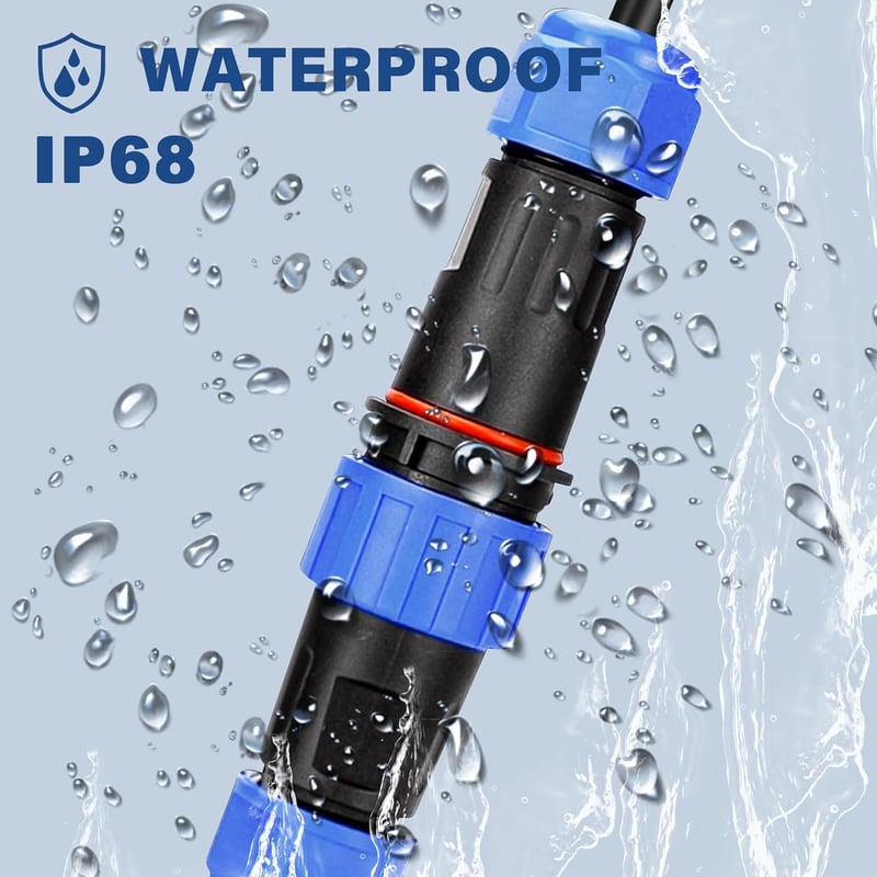 2-Pin IP68 Vízálló Repülőgép Csatlakozó O-Kapocs Kábel 10AWG - Hordozható Töltőállomásokhoz, Akkumulátorokhoz, 1m Hosszú, Piros/Fe
