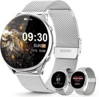 elfofle Női Okosóra Telefonálással, 1,39" HD Érintőkijelző, Ezüst, IP67 Vízálló, 120 Sport Mód, Pulzusmérő, iOS/Android 1
