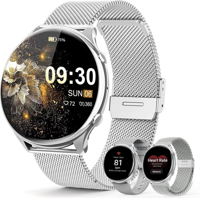 elfofle Női Okosóra Telefonálással, 1,39" HD Érintőkijelző, Ezüst, IP67 Vízálló, 120 Sport Mód, Pulzusmérő, iOS/Android