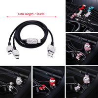 Rózsaszín Autós Bling Szett: USB Adapter, Kábel, Telefontartó és Dekoráció (5 db) 5