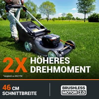 WORX WG749E PowerShare Akkumulátoros Fűnyíró 40V Kerékhajtással, Erős Kefementes Motorral, 46cm Vágásszélességgel, 7 Vágásmagassággal 3