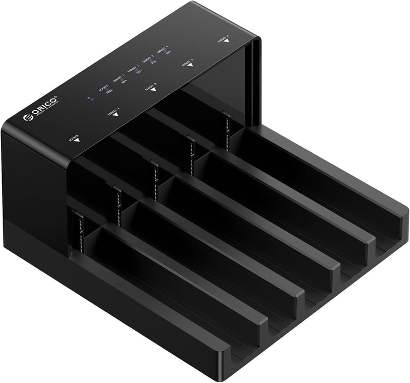 ORICO 5-Bay 6558US3-C Merevlemez Dokkoló - 90TB Tárhely, USB 3.0, Offline Klónozás, 230MB/s, Windows/Mac/Linux Kompatibilis, Fekete