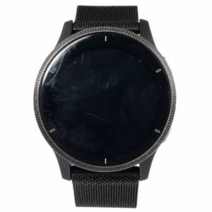Ceas inteligent Garmin Venu cu GPS și ecran tactil AMOLED, gri ardezie/negru, rezistent la apă, monitor cardiac, redare muzică, plată contactless - Ecran zgâriat, utilizat