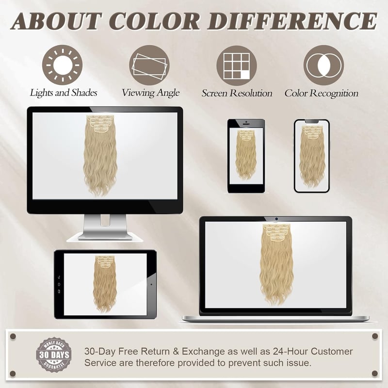 Barsdar 50 cm-es Beige-Butterszőke Hullámos Csatos Póthaj Szett - 5 db Vastag, Természetes Hatású