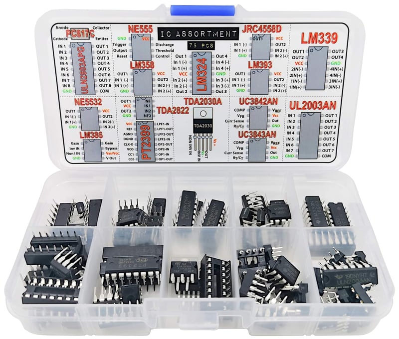 Elektronikai IC készlet 75 db - NE555, LM358, PT2399 és más népszerű chipek
