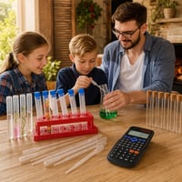 Set za kemijske pokuse: 60-dijelni laboratorijski set + 8x staklena epruveta + znanstveni kalkulator 1