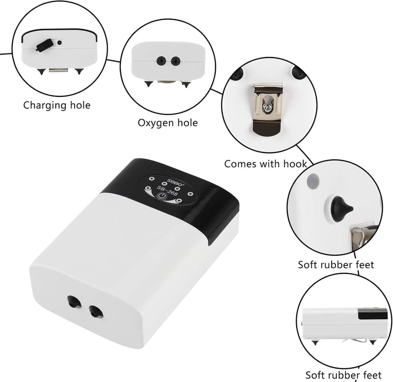 IWILCS USB Akvárium Levegőpumpa - Hordozható, Csendes, 2x3L/perc, 2 Kimenettel