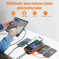 BLAVOR 20000 mAh-s Napelemes Powerbank 4in1 Vezeték Nélküli Töltéssel és FM Rádióval 3