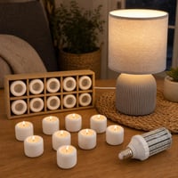 Večernji ugođaj: 10x mini svijećnjak + stolna lampa sa sjenilom + 3000K LED žarulja 1