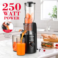 Amzchef 250W széles adagolónyílású lassú gyümölcsprés - Fekete 6