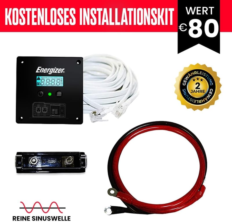 Energizer EPE1100 Tiszta Szinusz Inverter 1100W/2200W - 12V-230V Autós Áramátalakító, 2 USB Port, LCD Kijelző, Túlfeszültség Védelem
