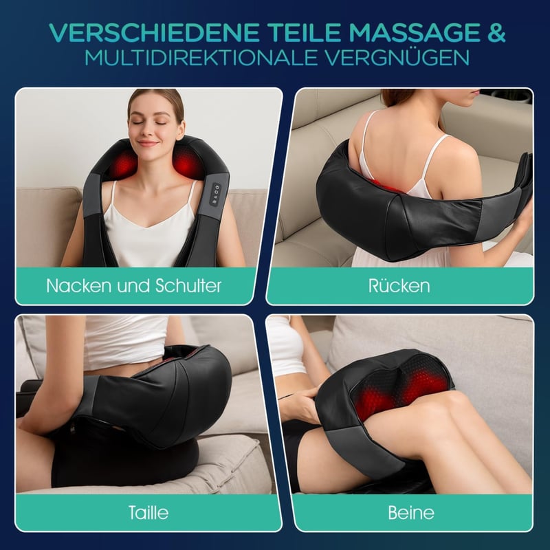 VOYOR-HEALTH PJ100 Nyakmasszírozó Melegítő Funkcióval - 4D Shiatsu Masszázs Vállra, Hátra és Testre, Izomfájdalom Enyhítésre
