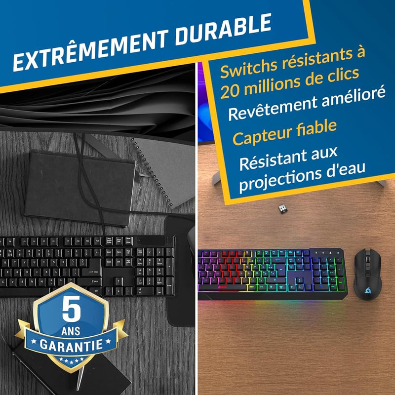 KLIM Blaze & Chroma vezeték nélküli RGB gamer billentyűzet és egér szett - ergonomikus, tartós akkumulátor, PC/Mac/PS4/PS5 kompatibilis