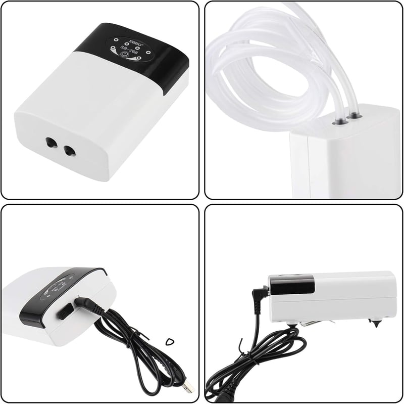 IWILCS USB Akvárium Levegőpumpa - Hordozható, Csendes, 2x3L/perc, 2 Kimenettel