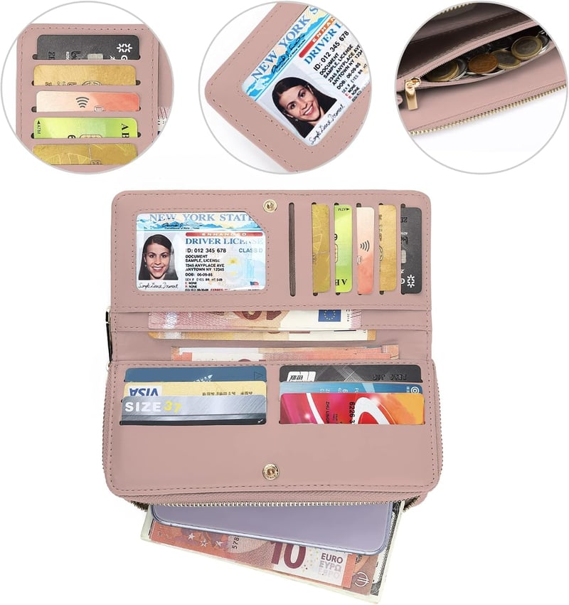 TAN.TOMI Elegáns Női Pénztárca - Hosszú, RFID Védelemmel, Vegán Bőr, Exkluzív Dombornyomással
