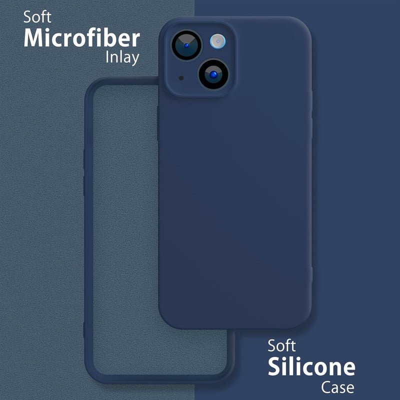 Apple iPhone 15 Kétréteges Szilikontok Kameravédelemmel - MyGadget Sötétkék Védőtok