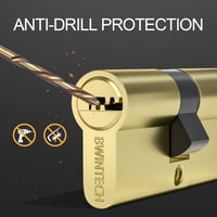 Bwintech 30/30 mm Euro Réz Zárbetét - 60 mm Kulcs/Kulcs Hengerzár 5 Sárgaréz Kulccsal, Fúrásvédett, Törés- és Zárfeltörés Elleni Védelemmel, 3