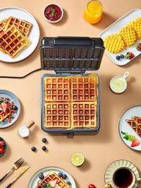 Reemix 4 adagos belga gofrisütő, 1200W, tapadásmentes, állítható hőfok, ezüst-fekete 7