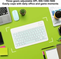 Yunseity 10"-es ultravékony Bluetooth billentyűzet és egér szett tabletekhez - Zöld 2