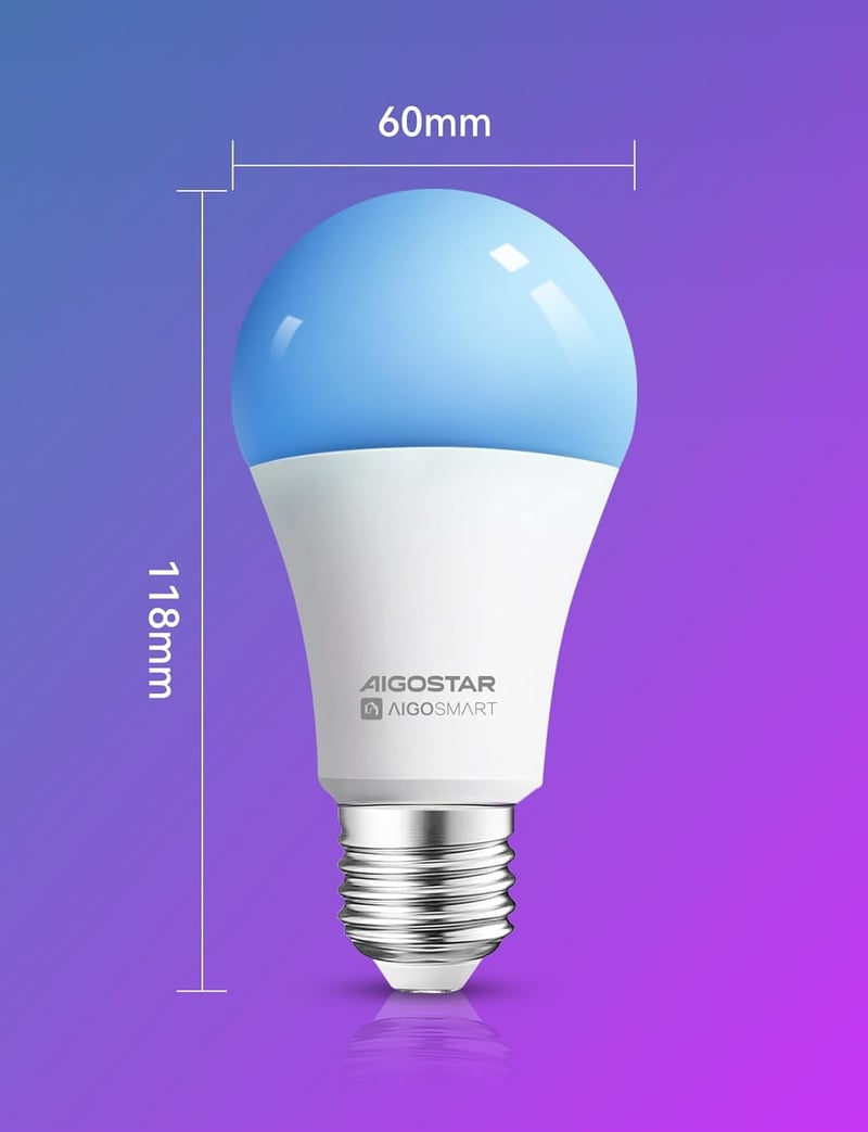 Aigostar Alexa WiFi okosizzó E27 15W RGB, Alexa/Google Home kompatibilis, 4 db