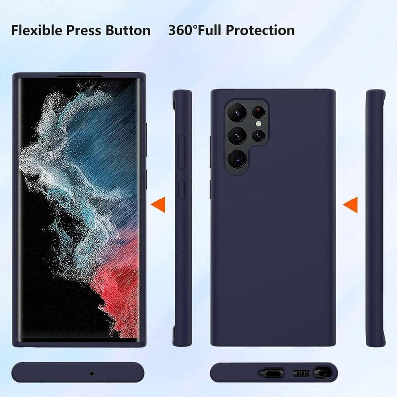 Samsung Galaxy S22 Ultra szilikon tok - Sötétkék, ütésálló, puha tapintású védőtok