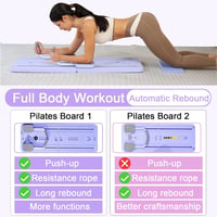 ExeractFit Hasizom Erősítő Roller Board - Automata Visszapattanó Edzőeszköz Ellenálló Gumiszalaggal, Pilates Reformer Szett, Fekete 4