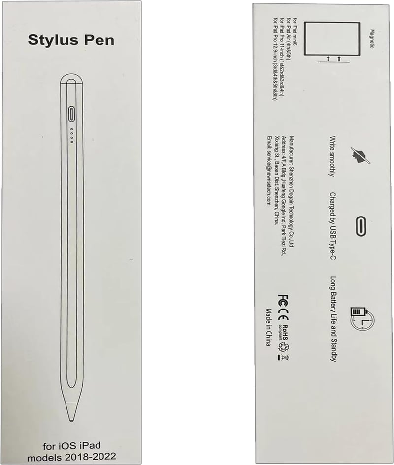 Kenkor iPad ceruza - Fehér, dőlésérzékelős, tenyérfelismerős, Apple iPad Pro/Mini/Air kompatibilis