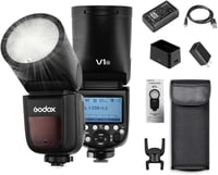 Godox V1N Professzionális Vaku Kerek Fejjel - 2.4G Vezeték Nélküli Fresnel Zoom Vakupapucs - Nikon D5300 D750 D850 D7100 Z7 Fényképezőgépekh 1