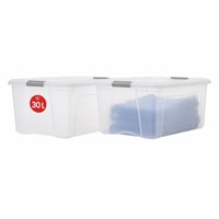 Iris Ohyama NTB-30 Kutija za odlaganje s poklopcem 30 L, srebrna, složiva, plastika bez BPA, s ručkama, sigurno zatvaranje, za spavaću sobu i ostalo — set od 2 komada 1