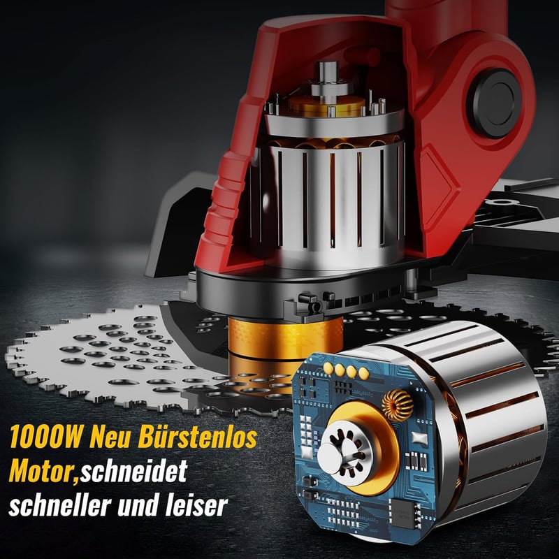 Conentool 1000W Akkus Fűkasza Szegélynyíró 24V Kefe Nélküli Motorral, 2db 4000mAh Akkumulátorral, 3 Vágópengével, 30cm Vágásszélességgel, Pi