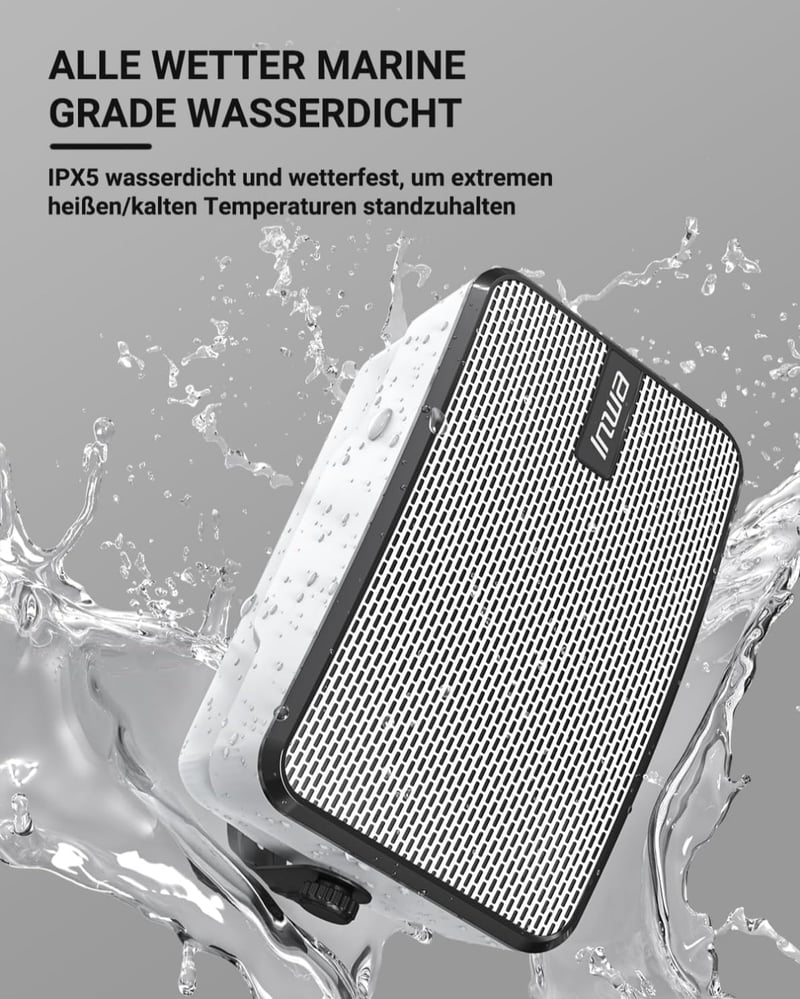Inwa Bluetooth Kültéri Hangszóró Szett, 400W, IPX5 Vízálló, Vezeték Nélküli Hangrendszer Kertbe és Teraszra, 2 db, Sync Speaker Funkcióval, 