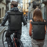 hk Rolltop Vízálló Hátizsák 27L - 15,6" Laptoptartóval, USB Porttal - Könnyű, Lopásbiztos Utazó/Iskolatáska Férfiaknak és Nőknek - Fekete 9