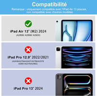 FARYODI iPad Air 13" (M2) 2024 Védőtok Levehető Bluetooth Billentyűzettel, Francia AZERTY Kiosztás, Beépített Apple Pencil Tartóval, Világos 2