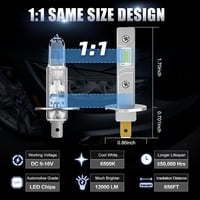 SUPAREE H1 LED fényszóró izzó Canbus 12000LM 6500K hideg fehér 2db 4