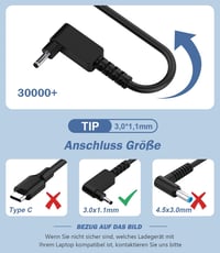 Shefor 65W Laptop Töltő Acer Aspire 5, Swift 1 3 5, Chromebook Sorozathoz - 19V 3.42A Univerzális Adapter 3.0x1.1mm Csatlakozóval - Fekete 6