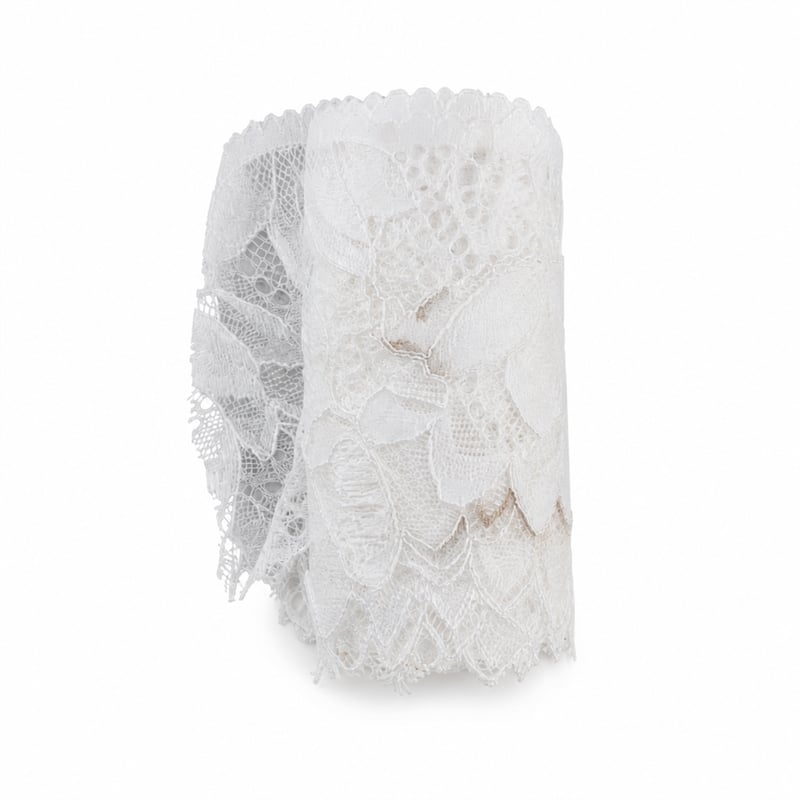 Bandă din dantelă JYYWTSI, 10 cm lățime, 5 yarzi, dantelă elastică albă pentru decor — Fără panglică neagră (piesă de prezentare)