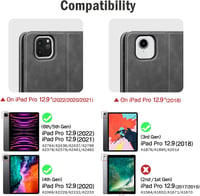 AUAUA iPad Pro 12.9 Tok 2018-2022 Modellekhez (3/4/5/6. Generáció) - PU Bőr Védőtok Apple Pencil Tartóval, Automatikus Alvás/Ébresztés Funkc 3