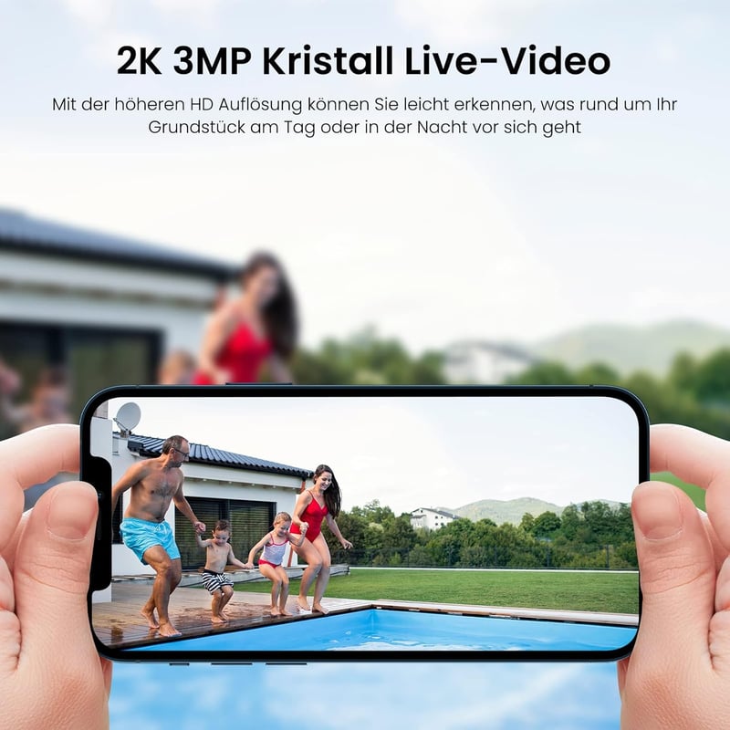 Wansview 2K WiFi Kültéri Biztonsági Kamera - Adatvédelmi Zónával, Kétirányú Hanggal, SD Kártyahely (Fehér)