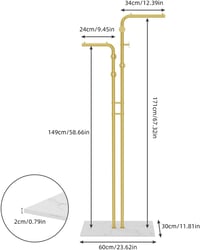 unho Modern Márvány Ruhaállvány - Arany-Fehér Fém Álló Fogas 5 Akasztóval, Ruháknak, Kalapoknak, Táskáknak, Előszobába, Helytakarékos 2